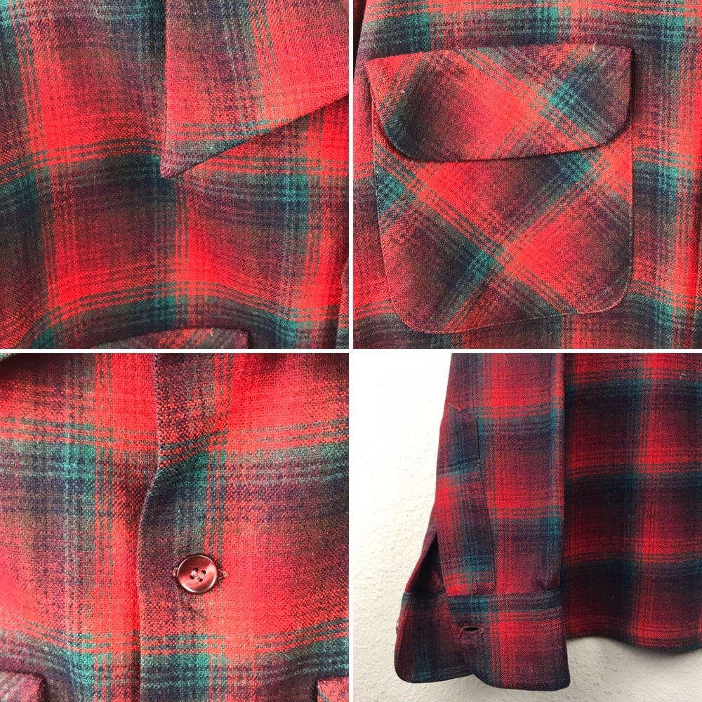 🛍 VTG Pendleton Woolrich Wool Plaid Board Shirt - Picture 5 of 9